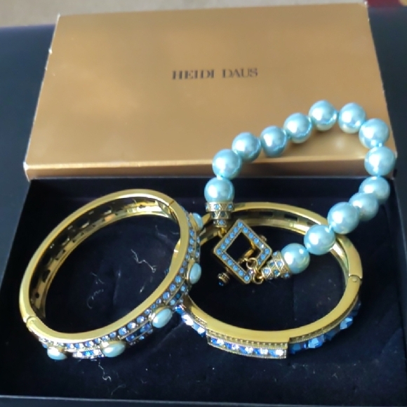 Heidi Daus Jewelry - Heidi Daus Bronze Gold and Blue 3 Piece Bracelet Set